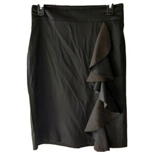 Paper Doll career pencil skirt juniors size 7 black ruffle accent zipper slit